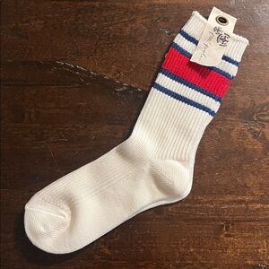 NWT Free People Sporty Slouch Socks - White, Red & Blue